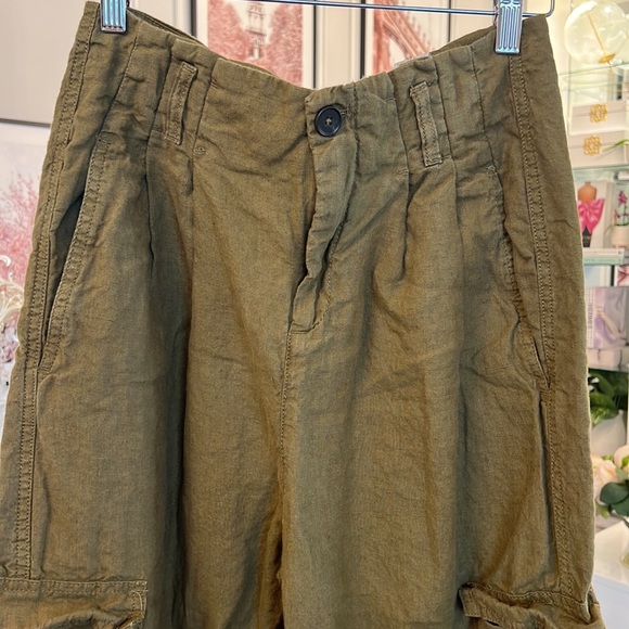 ZARA 100% LINEN CARGO OANTS SIZE S HIGH WAISTED - Picture 11 of 16